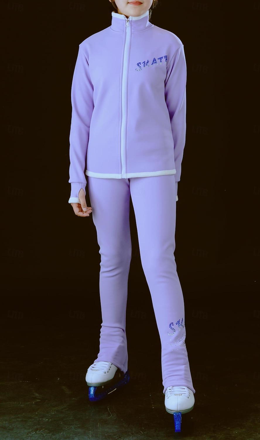 Figure Skating Fleece Jacket Figure Skating Pants Figure Skating Jacket with Pants Women's Girls' Ice Skating Jacket Tights Outfits Black Dusty Rose Light Purple Patchwork Thumbhole Spandex Stretchy 2026 - $182.99 –P8