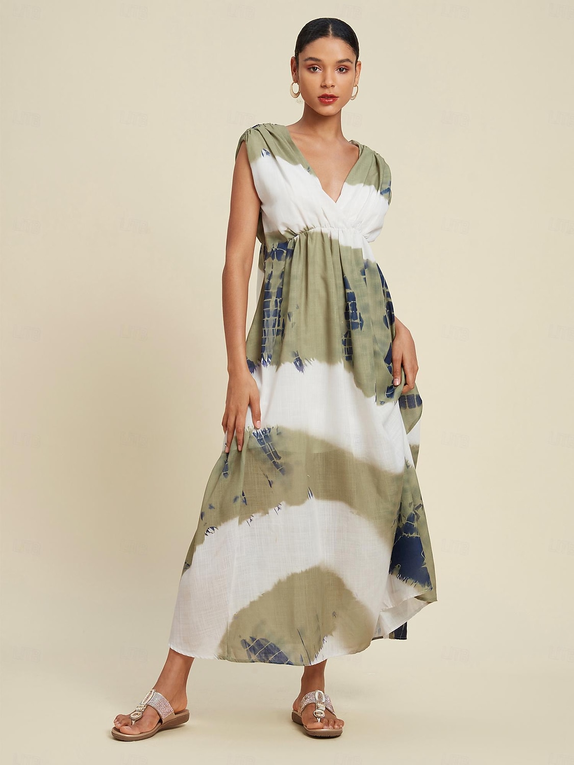 Per donna Abito Elegante Abito Lungo Maxi Abito Verde Senza Maniche Sfumatura Stampa Estate Scollo a V Vacanza Casual Quotidiano S M L del 2026 a $125.99 –P7