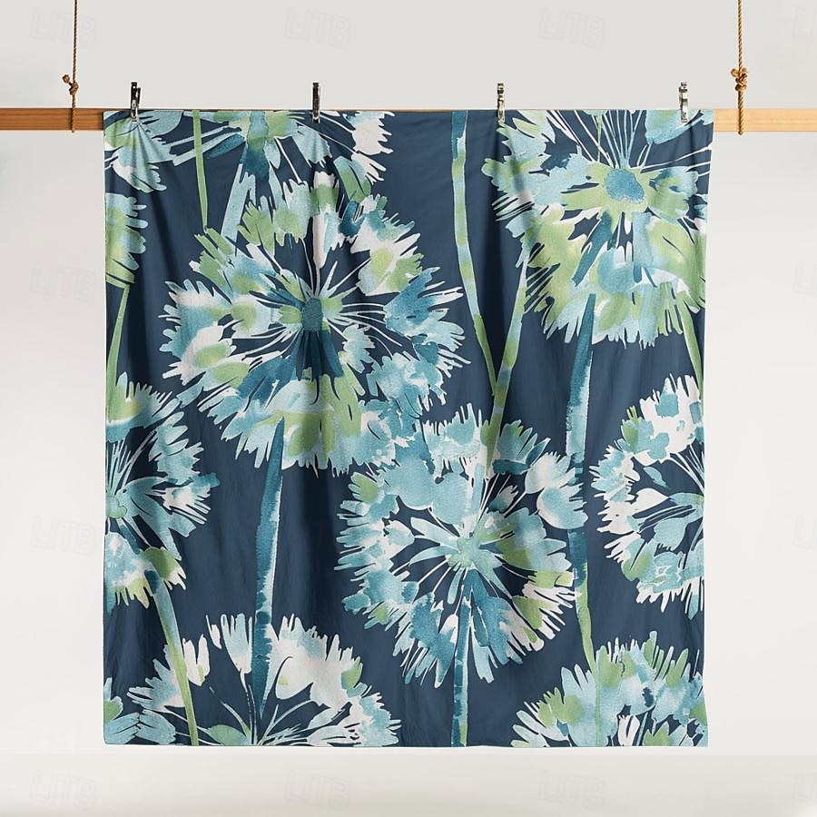 blått bläck illustration blomma 3-delat påslakanset för hotellrum gästrum hotell sängkläder bekvämt set 1 påslakan 2 örngott 2025 - $60.99 –P14