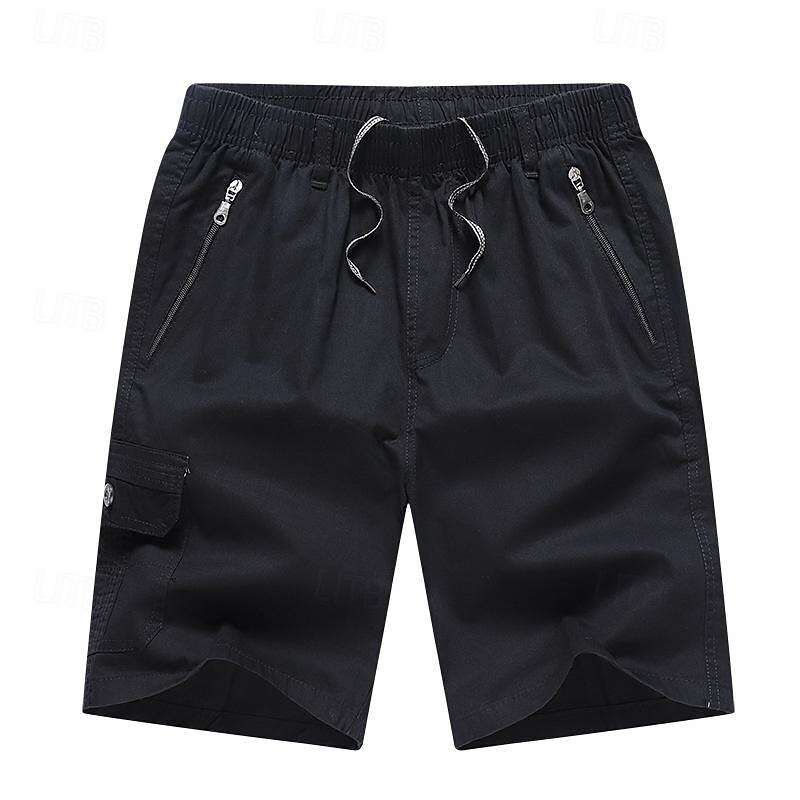 Men's Cargo Shorts Shorts Hiking Shorts Elastic Waist Multi Pocket Plain Wearable Short Outdoor Daily Camping & Hiking Fashion Classic Black Army Green 2025 - $17.99 –P8