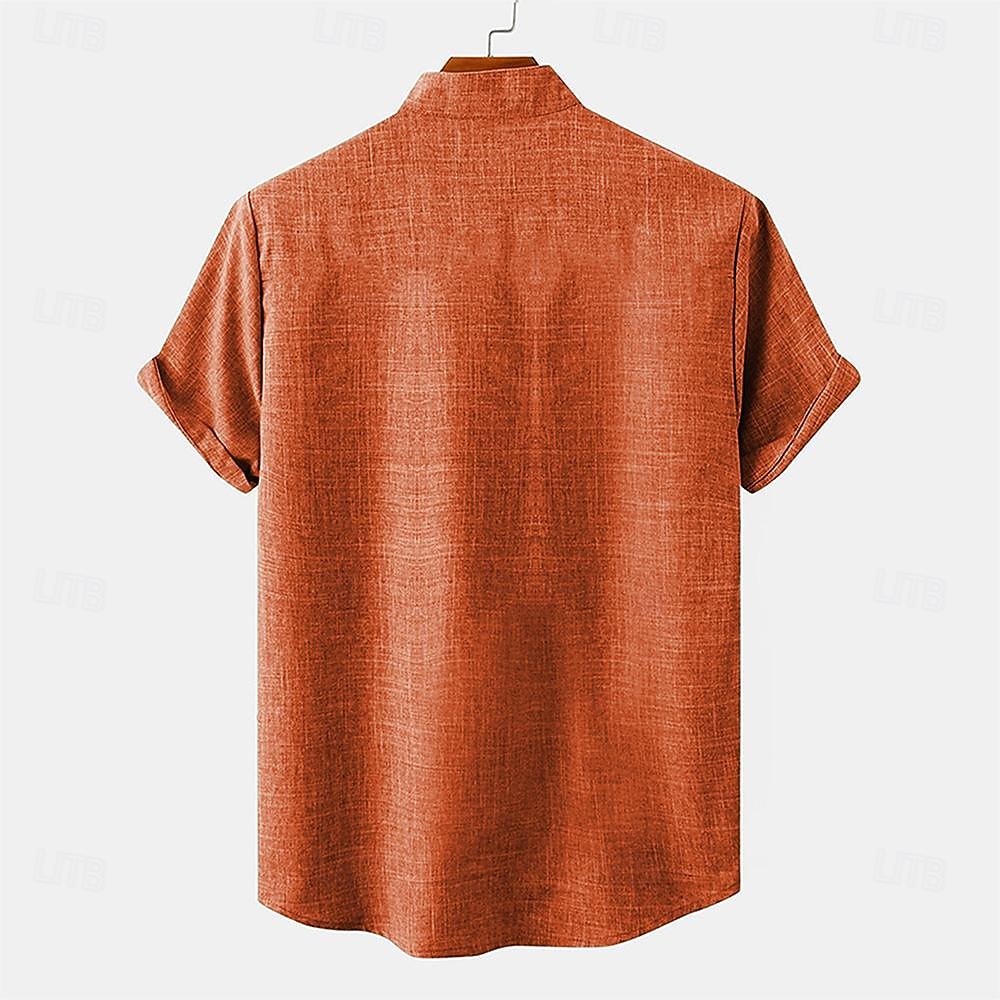 Voor heren Overhemd linnen overhemd retro-overhemden Vintage overhemd Etnisch shirt Bloemig Buiten Werk blauw Oranje Grijs Korte mouw Strijkijzer Zomer Lente Kleding 2025 - $24.99 –P2