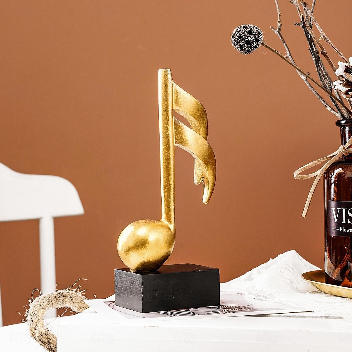 Figuritas de notas musicales, escultura musical, estatua artesanal, decoraciones de mesa para amantes del piano, recuerdos de músicos, decoración para el hogar y la Oficina 2025 - $9.49 –P1