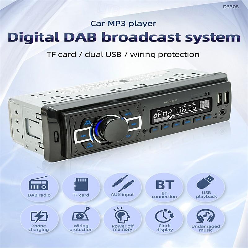 1din DAB 12V Car Radio Autoradio Bluetooth/FM/USB/SD/AUX-in Stereo AI Voice Colorful Lights In-dash Car MP3 Player D3300 2025 - $87.99 –P4