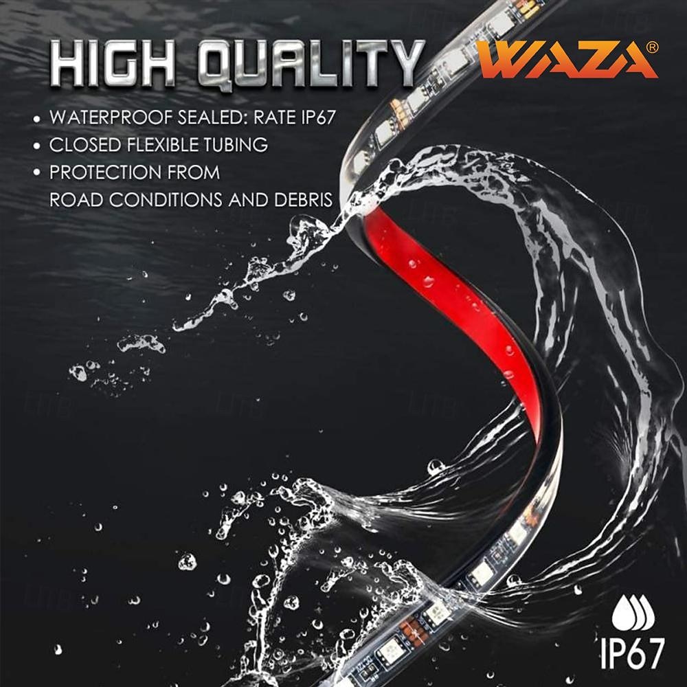 Waza kit luci sottoscocca esterne per auto, 4 strisce luminose a led sottoscocca, 8 colori, funzione audio attiva e telecomando senza fili, con cavo di prolunga da 1,8 m, ip68 del 2025 a $62.99 –P2