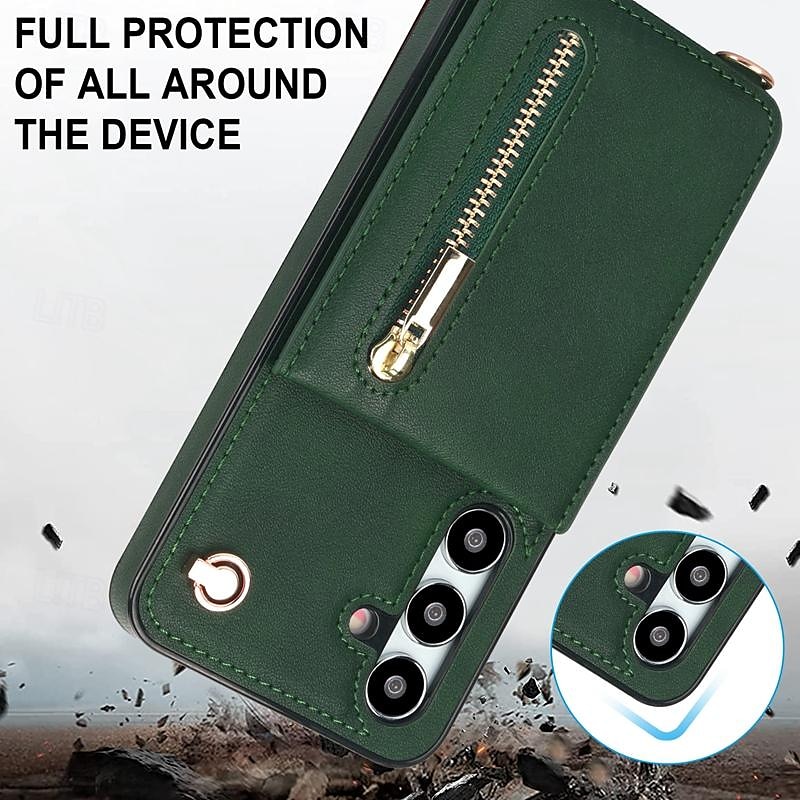 Phone Case For Samsung Galaxy S24 S23 S22 S21 S20 Ultra Plus FE S25 Ultra Back Cover Wallet Case Zipper with Lanyard Kickstand Retro TPU PU Leather 2025 - $23.99 –P9