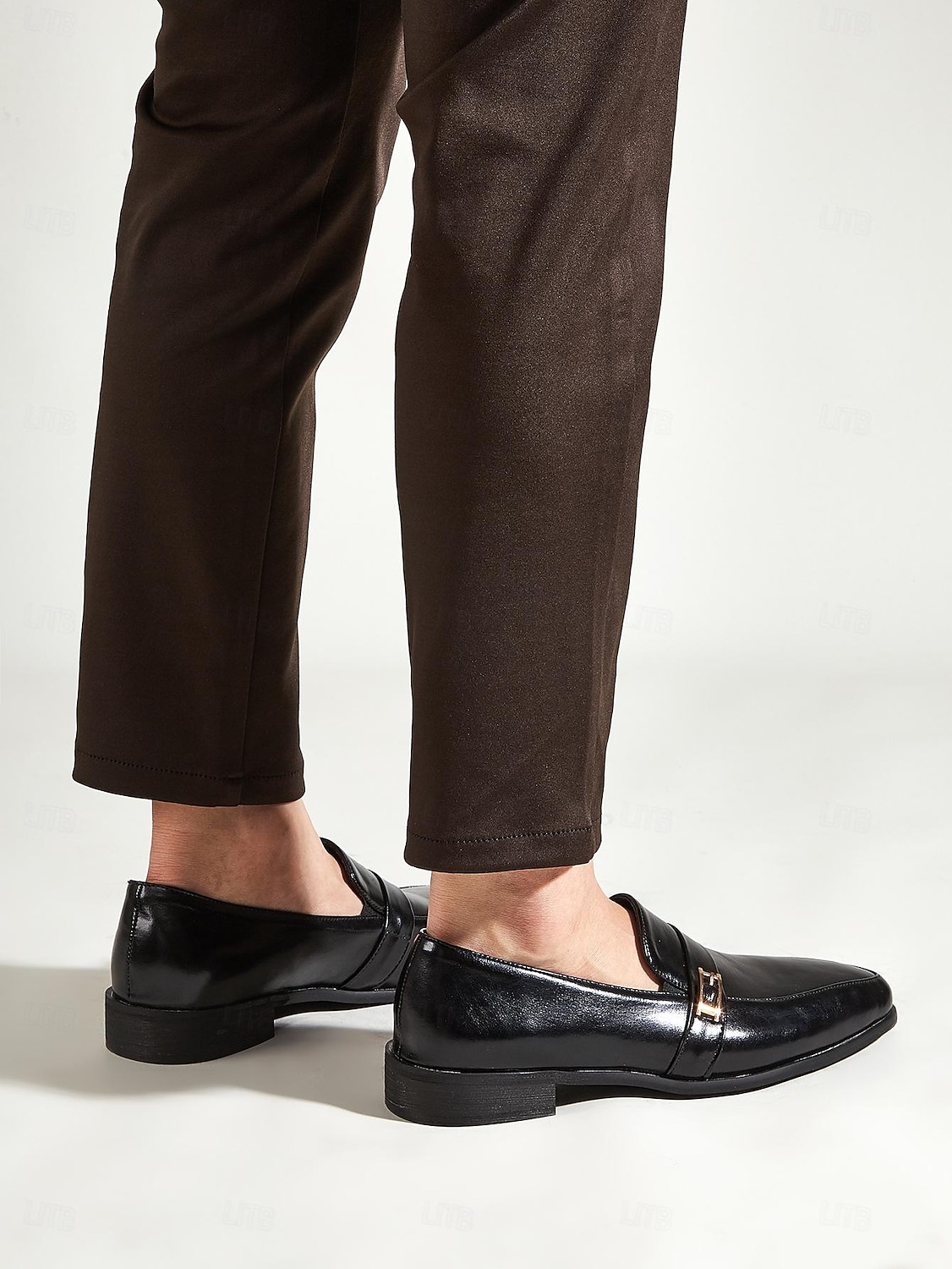 ανδρικά μαύρα loafers από ψεύτικο δέρμα – slip-on dress παπούτσια με μεταλλική προφορά για επαγγελματικούς, γραφείο και επίσημες περιστάσεις 2025 - $59.99 –P8