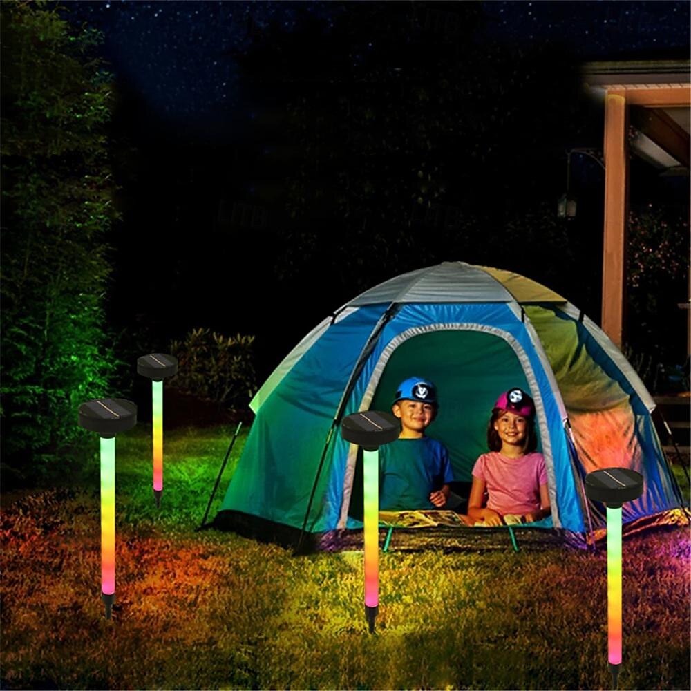 led solcellelys, utendørs solcellelys rgb skiftende plen bakken lampe ip65 vanntett landskap spotlights hage dekorasjon utendørs lys 1 stk 2025 - $27.99 –P3