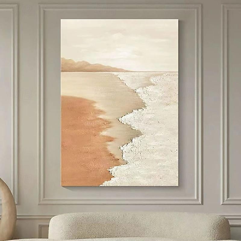 油彩画 海と空の風景 ホワイトフレームアクリル