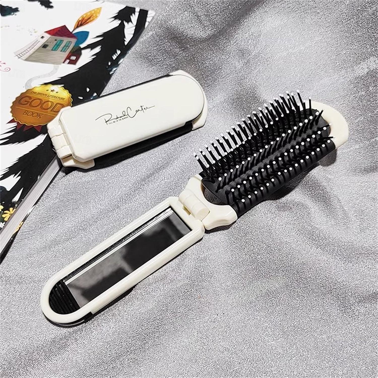 mini perie de păr pliabilă cu oglindă - pieptene portabil de masaj antistatic pentru călătorii, masaj al capului și îngrijirea părului feminin 2025 - $9.49 –P3