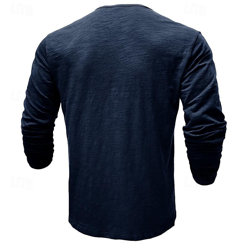 100% Cotton Men's Henley Shirt Tee Top Long Sleeve Shirt Long Sleeve Solid Color Fashion Daily Buttons Henley Outdoor Casual Summer Dark Brown Dark Grey Black Henley T-Shirt 2025 - $22.99 –P3