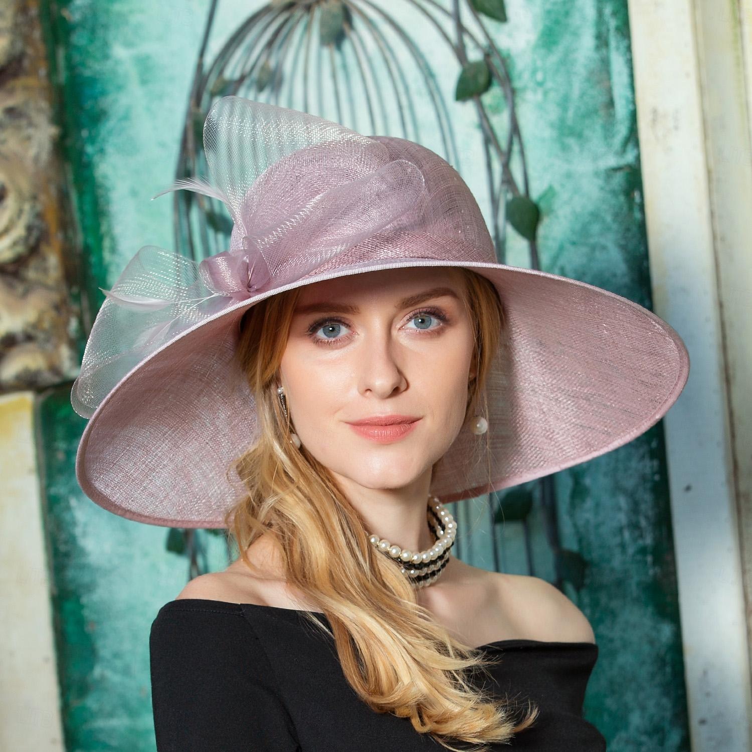 hattar Lin Plommonstop / Cloche hatt Fiskarhatt Solhatt Bröllop Tebjudning Elegant Bröllop Med Rosett Tyll Hårbonad Huvudbonader 2026 - $80.99 –P11