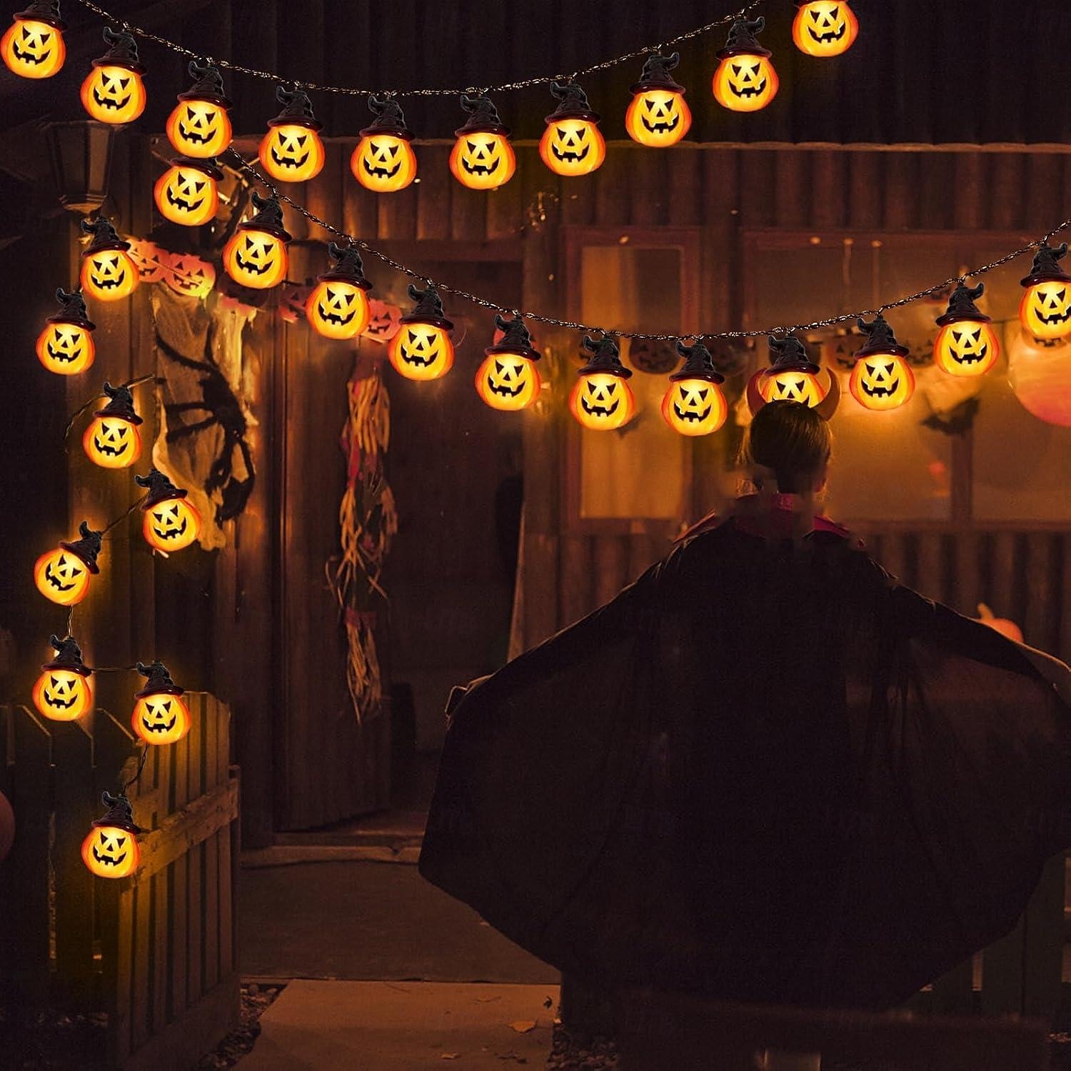 solenergi halloween gresskar string lys lyser opp gresskar jack o lanterne 5m 20leds 7m 30leds 8 moduser husholdning vanntett for halloween hage hage hage plen balkong dekorasjon 2025 - $32.99 –P5