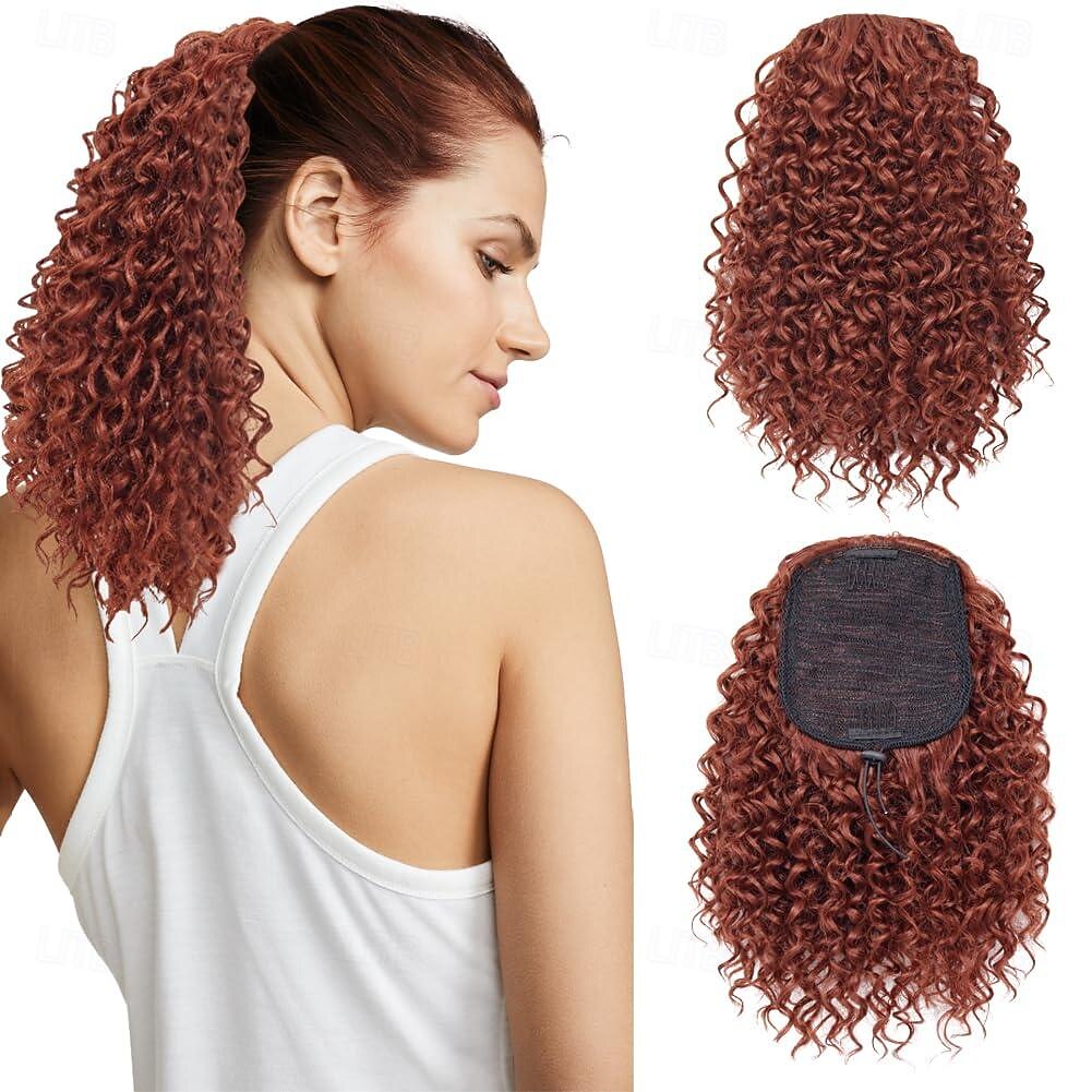 Extensão de rabo de cavalo Extensões de cabelo de rabo de cavalo com cordão de 10 polegadas para mulheres naturais preto curto rabo de cavalo encaracolado peruca falsa uso diário em festas de 2025 por $11.99 -P11