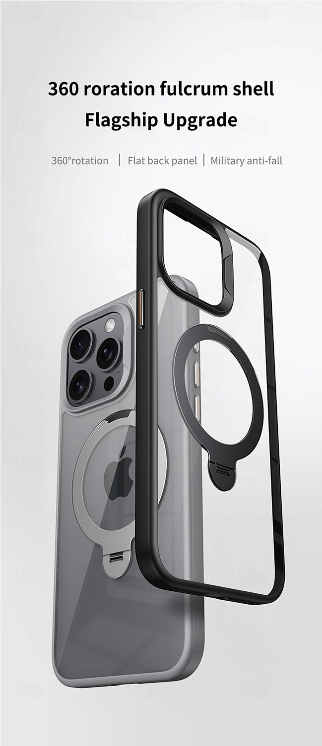 Phone Case For iPhone 16 iPhone 15 Pro Max Plus iPhone 14 13 12 Pro Max Plus Back Cover with Stand Holder Transparent Shockproof TPU Metal 2025 - $19.99 –P1