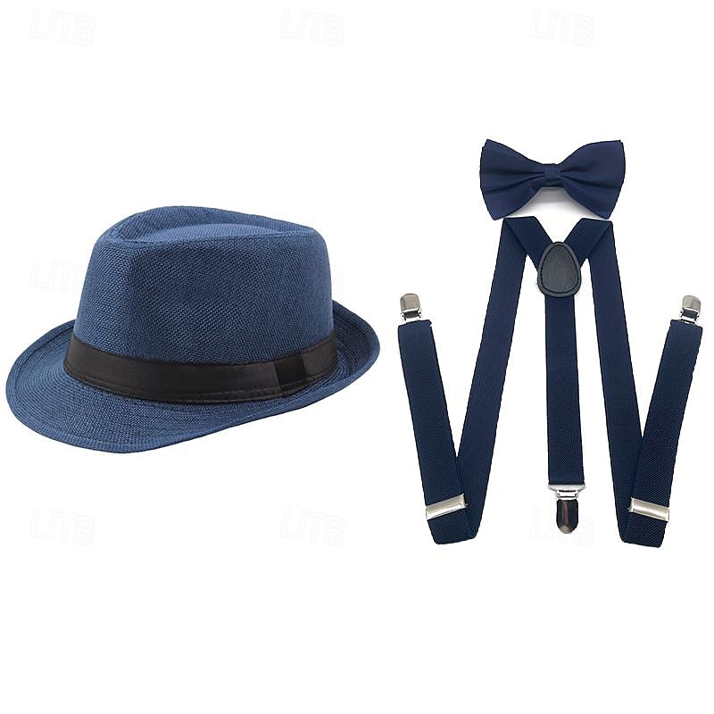 Retro Vintage Roaring 20s 1920s Panama Hat Accesories Set The Great Gatsby Men's Masquerade Event / Party Bachelorette Party Adults' Hat Suspenders 2025 - $16.99 –P6