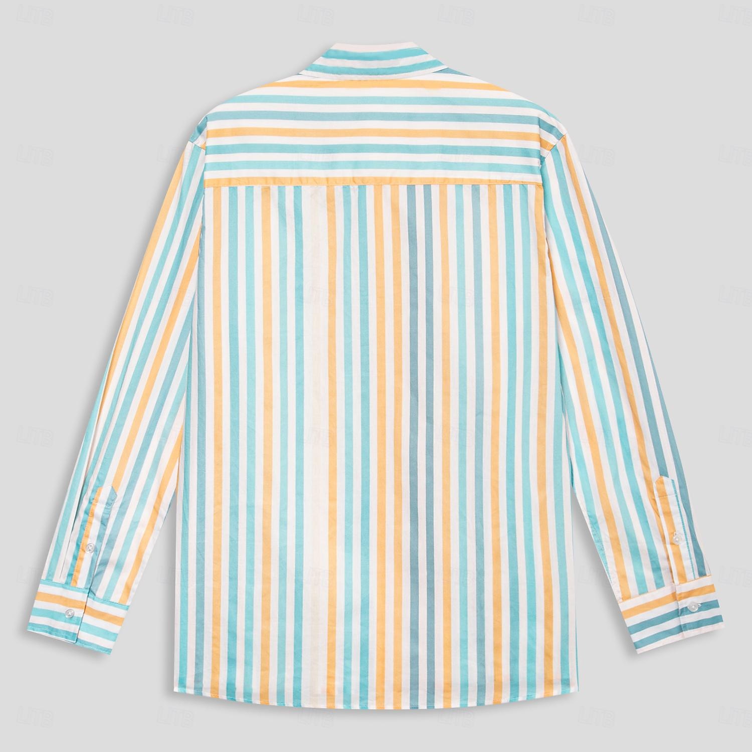 Per uomo A righe Camicia con Bottoni Manica Lunga Casual Confortevole Resort Casual Casuale Quotidiano Primavera & Autunno Collo ripiegato Colletto a Camicia Blu del 2025 a $3.79 –P4