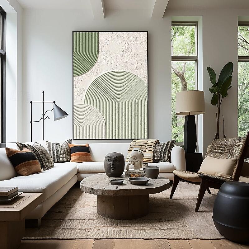 olejomalba ručně béžová wabi sabi olejomalba ručně malovaná nástěnná malba zelená béžová abstraktní malba velká zelená minimalistická nástěnná malba béžová texturované plátno neutrální nástěnná 2026 - $148.99 –P2