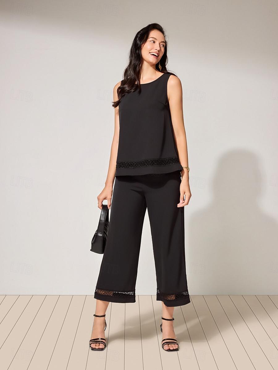 Pentru femei Bluză Culoare solidă Stilat Modern Fără manșon Stil Nautic Muncă Dantelă Capsă Negru Vară Primăvară Toamnă 2025 - $49.99 –P10