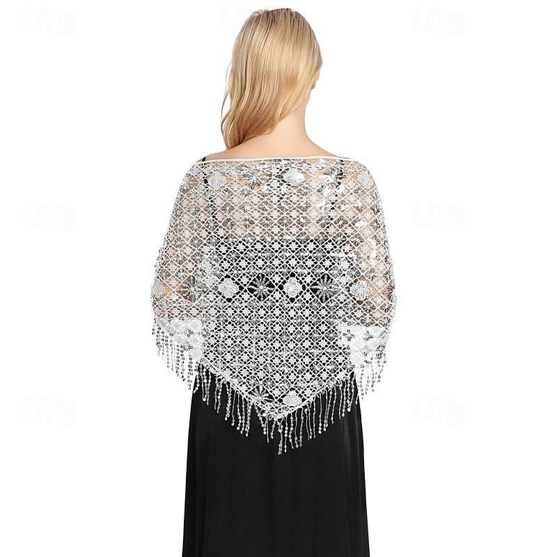 Châle triangle à paillettes pour femmes, enveloppe à franges, cape de soirée, châle de mariée, écharpe pour robes de soirée, fête de 2025 ? $14.99 –P11