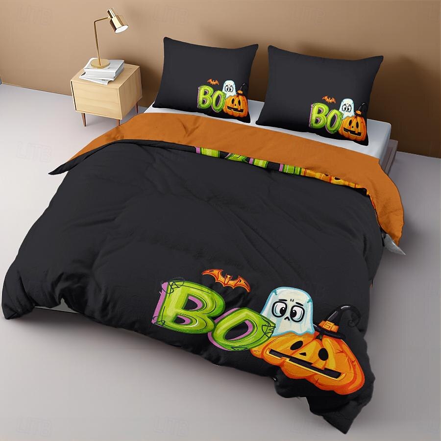 kolekce halloween sada povlaků na přikrývky Jack o lucerna dýně 3dílná sada super měkká šetrná k pokožce s dlouhou životností 2025 - $41.99 –P26