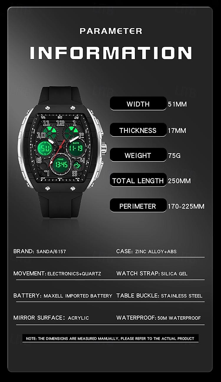 SANDA Men Digital Watch Outdoor Sports Fashion Wristwatch Luminous Stopwatch Alarm Clock Countdown Silicone Gel Watch 2025 - $29.99 –P9