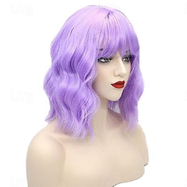 koningsdag pruiken pruik voor vrouwen pastel losse golvende pruik met pony schouderlengte bob synthetische cosplay pruik voor meisjes kleurrijke kostuumpruiken 2025 - $18.49 –P4