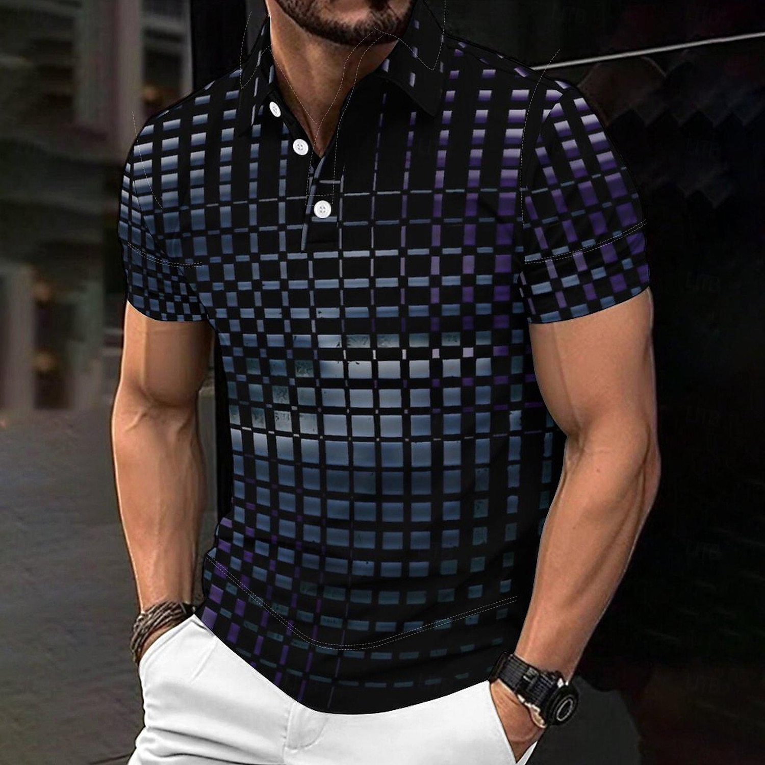 Men's Casual 3D Print Polo Set Daily Wear Short Sleeve Turndown Polo Shirts Black Spring & Summer S M L Micro-elastic Lapel Polo 2025 - $22.99 –P1