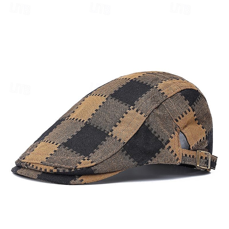 Pánské PLacatá čepice Klobouk Ascot Novinářský klobouk Fialová Rubínově červená Polyester Módní Na běžné nošení ulice Denní Pléd Nastavitelná Proti sluci Prodyšné 2025 - $8.99 –P9