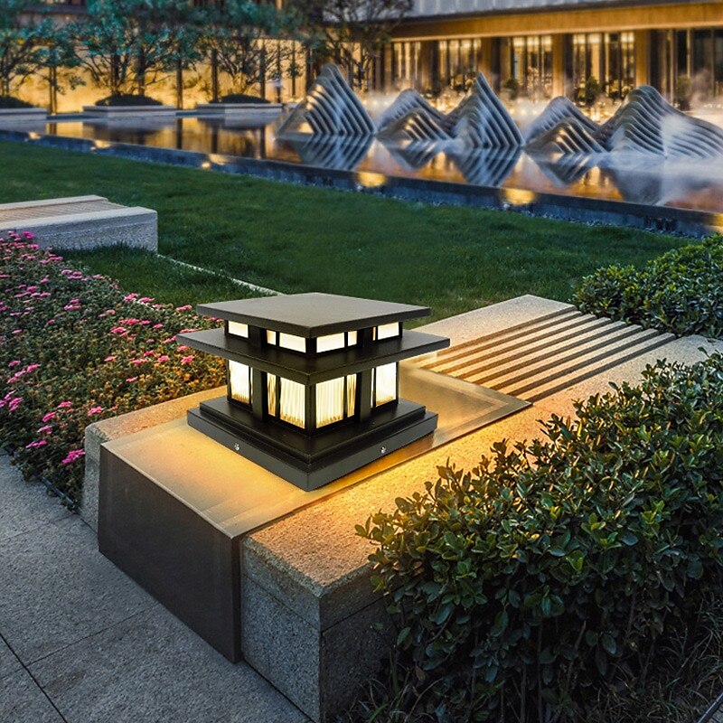 luz de parede externa led branco quente 35/42 cm 1 luz estilo chinês luzes de coluna à prova d'água luzes de poste de pátio e27 lâmpada de poste de acrílico transparente 110-240v de 2025 por $265.59 –P12