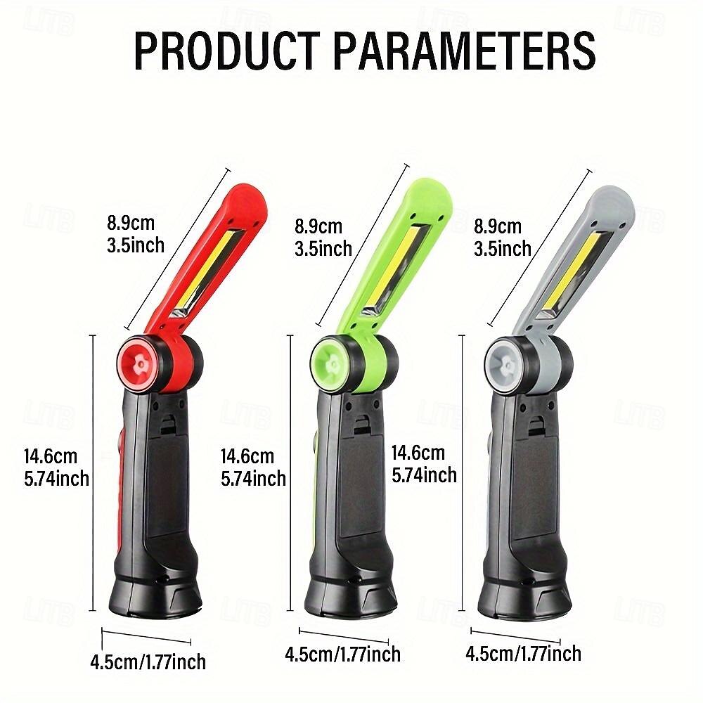 2025年 ポータブル折りたたみ式 LED 作業灯 多機能 ハンドヘルド 懐中電灯 180° 回転 複数のライトモード 磁気吸引とフック付き 修理オーバーホール アウトドア キャンプに最適 shustar  コレクション – $14.99 –P1