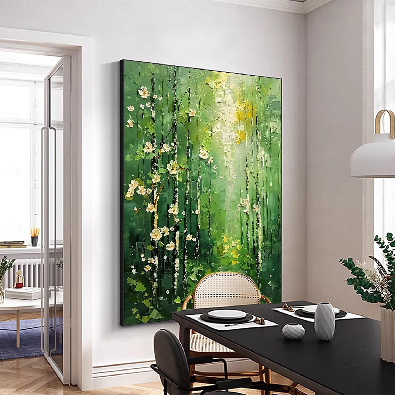 handgemachtes Original Ölgemälde „Grüner Wald“ auf Leinwand, abstrakter Baum, Landschaftsgestaltung, Wanddekoration, Wohnzimmer, Wohndekor mit Keilrahmen/ohne Innenrahmen 2025 - $147.99 –P8