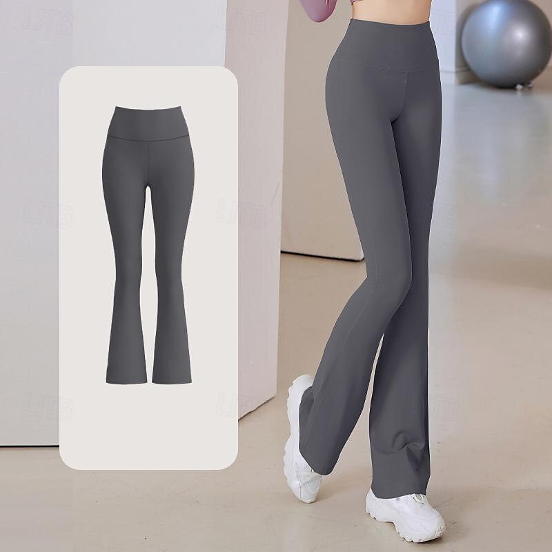 Dam Yogabyxor Utsvängda byxben Elastiskt midjeband Hög midja Yoga Gymträning Pilates Trikåer Mörkgrå Svart Blå sporter Sportkläder Elastisk Smal 2025 - $16.49 –P20