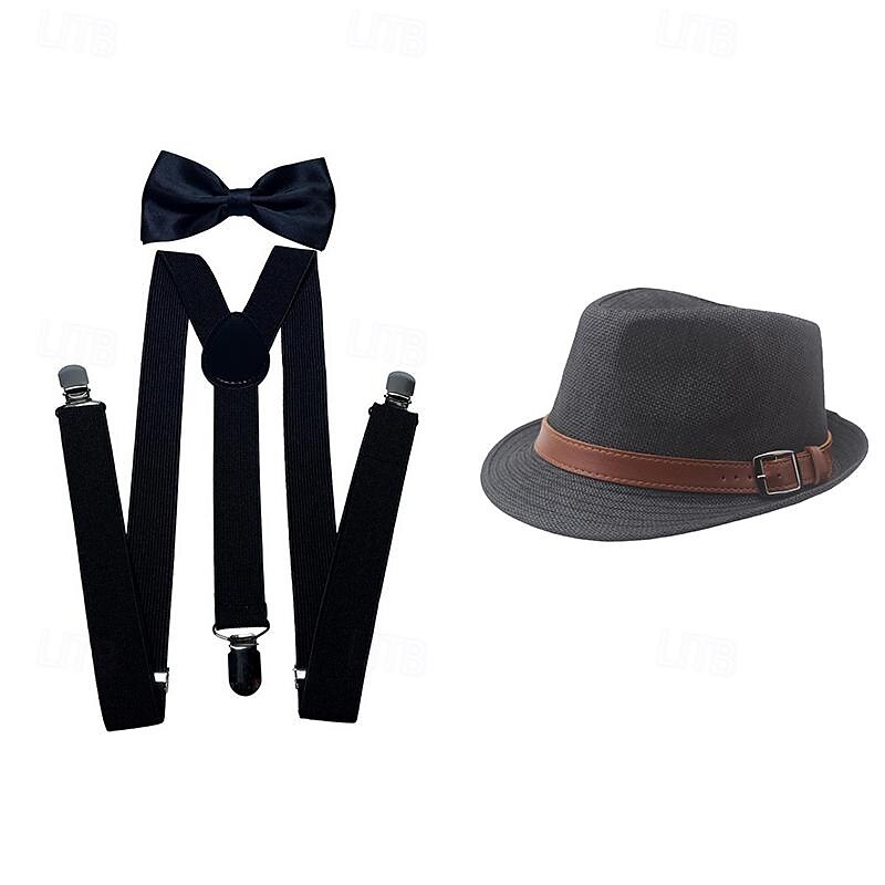 Retro Vintage Goldene Zwanziger 1920er Panamahut Zubehörset Der große Gatsby Herren Maskerade Veranstaltung / Fest Junggesellinnenabschiedsparty Erwachsene Krawatte Hut Hosenträger 2025 - $19.49 –P3