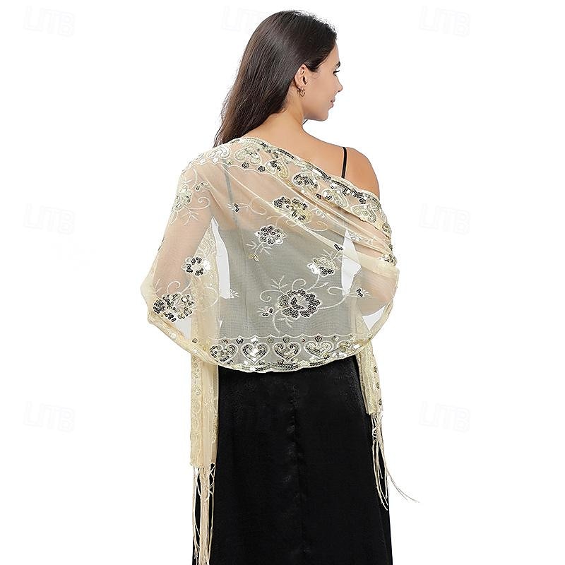 lange sjalomslag for kvinner fra 1920-tallet, kveldssjal med paljetter for kvinner formell/fest/bryllup/formell/harlem night 2025 - $27.99 –P14