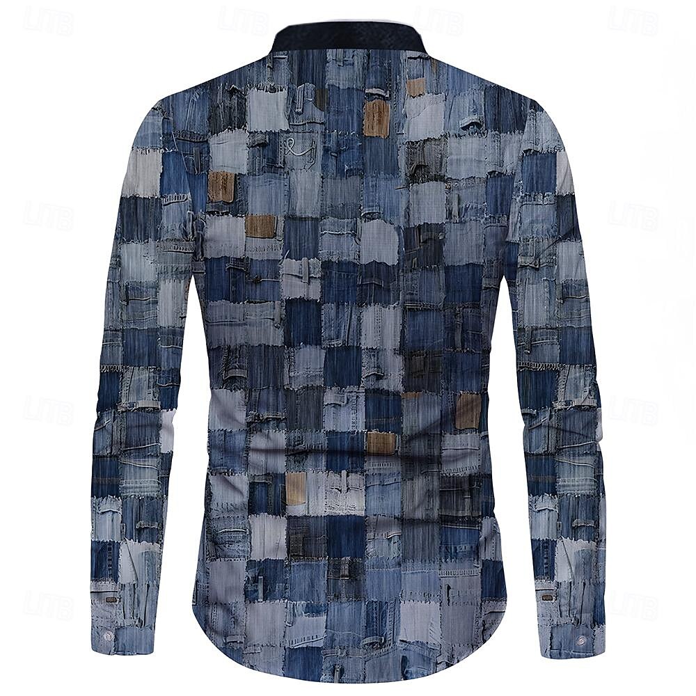 Bărbați Plisat Model Geometric Cămașă Camașă cu nasturi Manșon Lung Casual Zilnic Concediu Vară Primăvara & toamnă Guler în picioare Nasturi Imprimeu Roz Îmbujorat Albastru piscină Prună Mov 2025 - $26.99 –P2