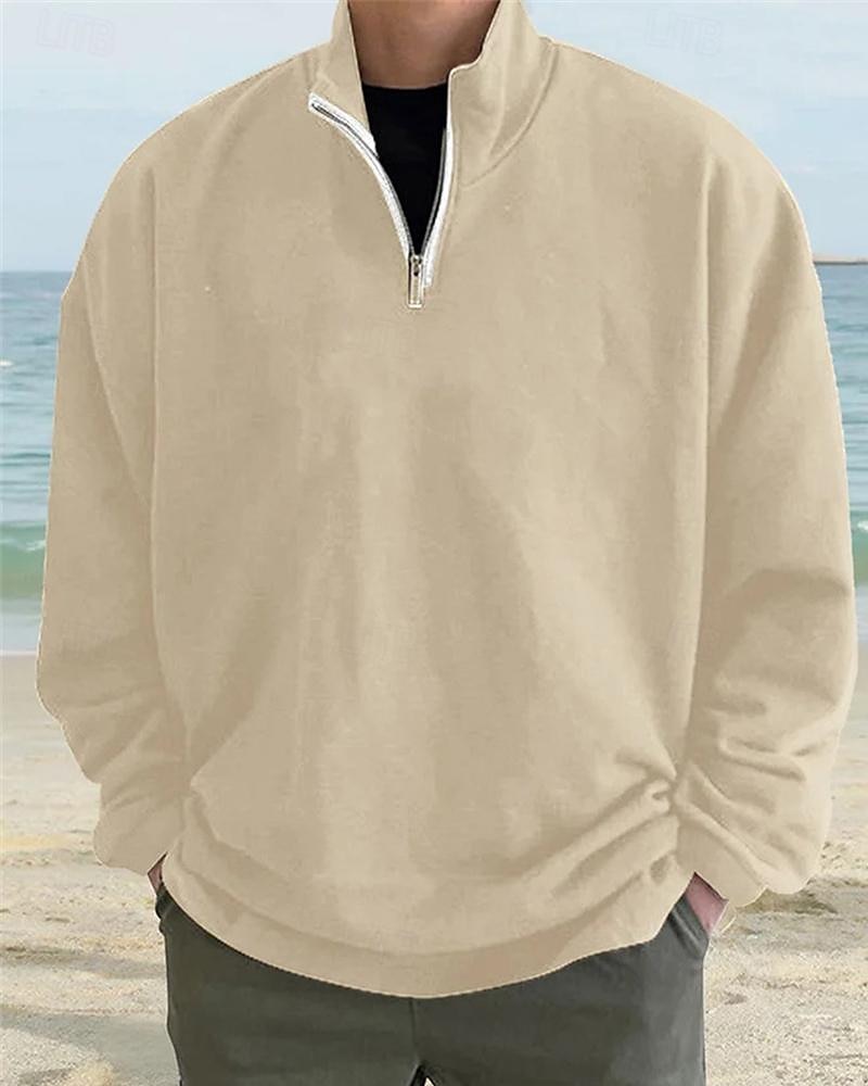 Men's Sweatshirt Quarter Zip Sweatshirt Light Grey Half Zip Plain Daily Sports & Outdoor Holiday Polyester Streetwear Basic Casual Spring &  Fall Clothing Apparel Hoodies Sweatshirts  Long Sleeve 2026 - $27.99 –P1
