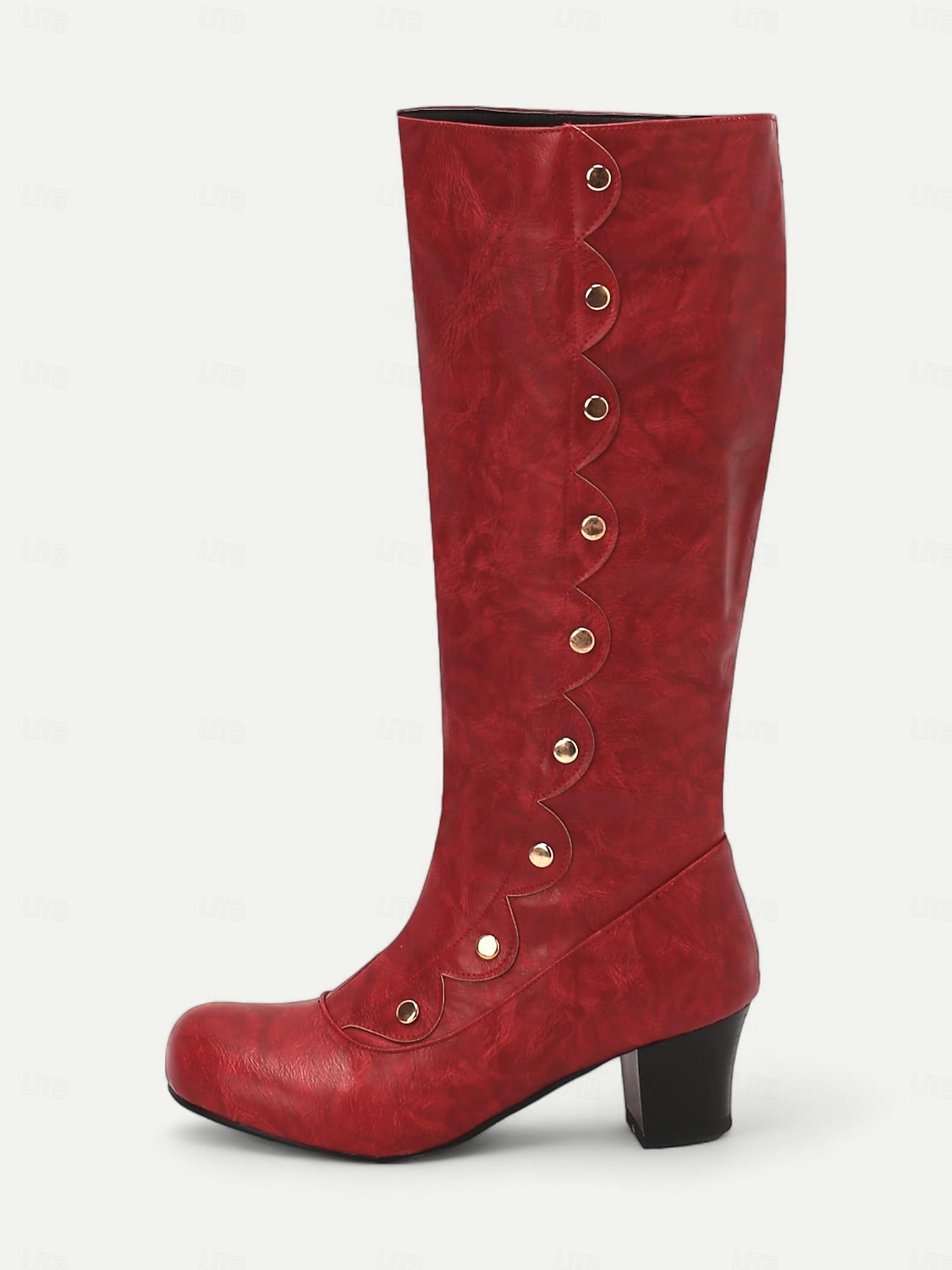 Damen Stiefel Knopfstiefel Retro Outdoor Arbeit Täglich Kniehohe Stiefel Knopf Blockabsatz Runde Zehe Elegant Vintage PU Schnalle Wein Schwarz Braun 2025 - $69.99 –P2