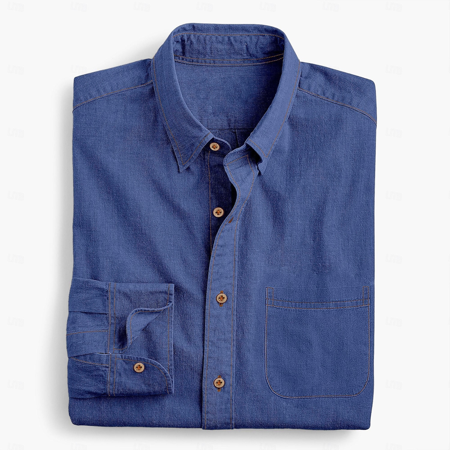 Herren Hemd Chambray-Hemd Calico-Hemd Knopfhemd Lässiges Hemd Denim Blue Schwarz Dunkel Blau Dunkelblau Langarm Glatt Kragen Täglich Urlaub Bekleidung Modisch Brautkleider schlicht 2026 - $31.99 –P4