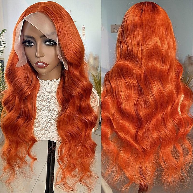 Peruca de cabelo humano com renda frontal 13x4, cor ruiva, onda corporal, renda 12-28 polegadas, densidade 150% de 2025 por $202.89 –P2