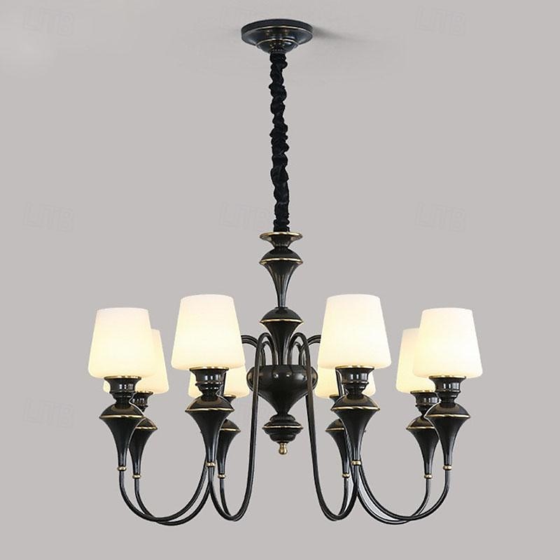 led lysekrone varm hvit 5/6/8-lys 5w retro rustikk stearinlys stil e14/e12 pendel lanterne design metall glass innfelt lysekrone belysning for gang trapp kjøkken 110-240v 2025 - $507.39 –P5