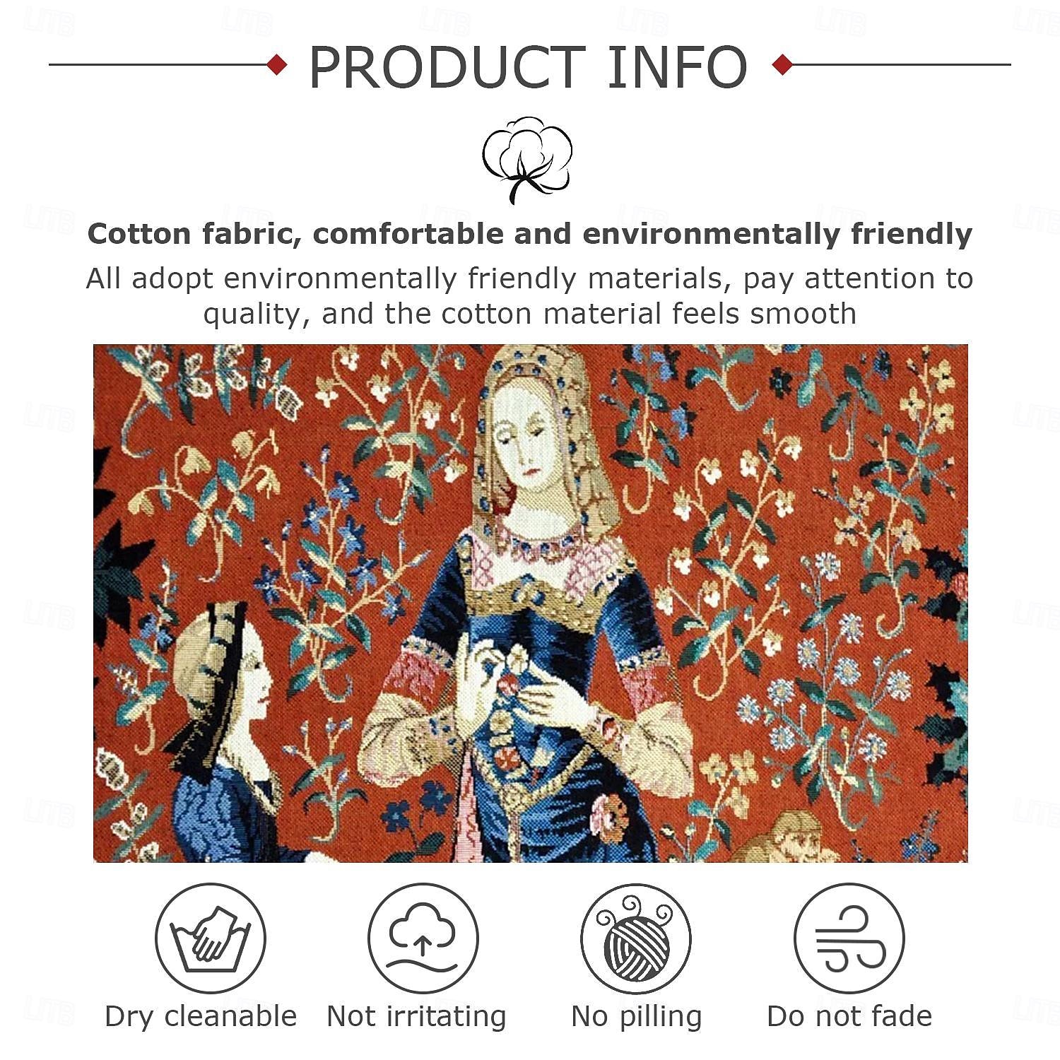 Jacquard Woven Medieval Tapestry Gobelin Aubusson The Lady and The Unicorn Loom Cotton Weave Wall Art Hanging Larger Tapestry Historic Middle Ages Tapestry Reproduction (without tassels and rod) 2025 - $91.99 –P4