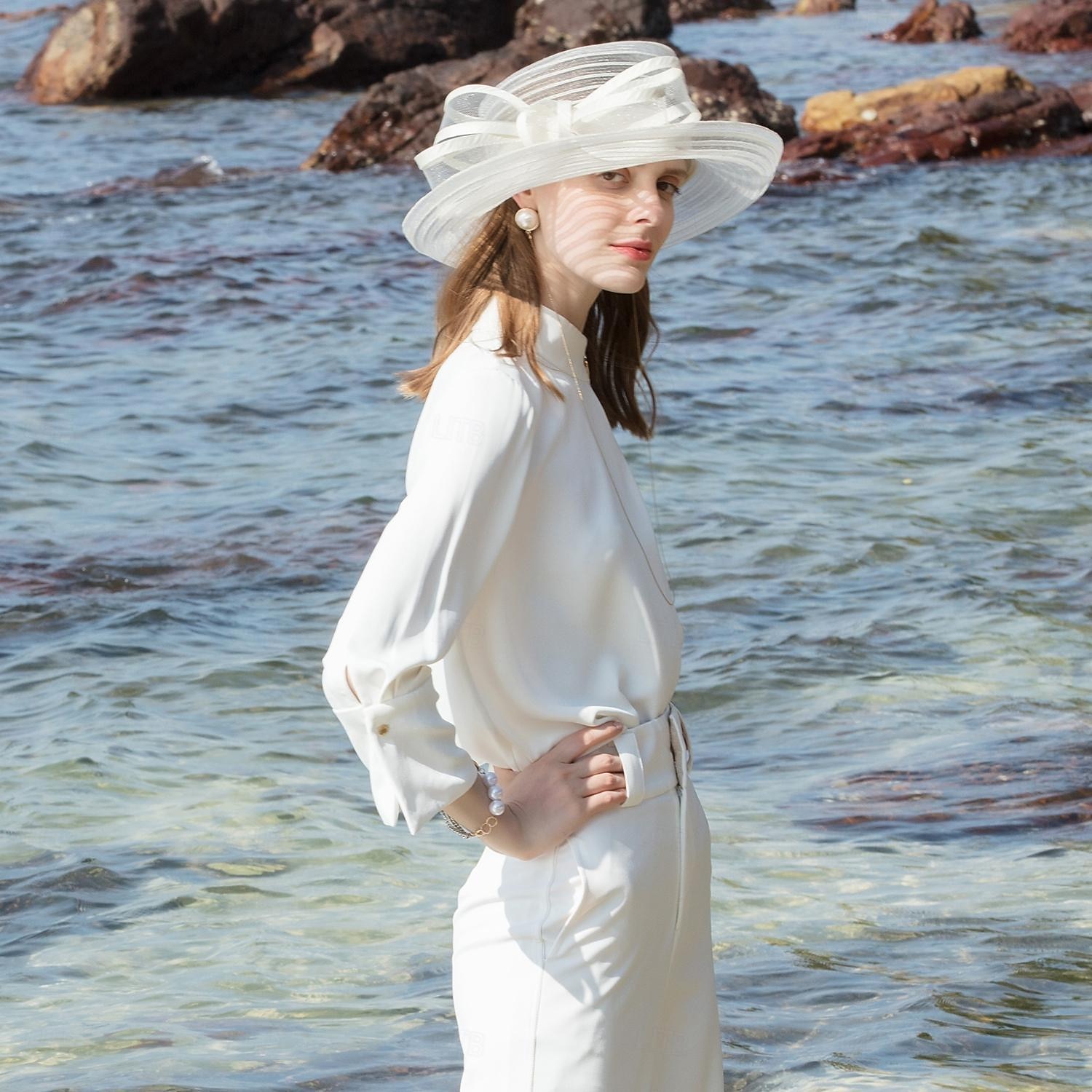 chapeaux fibre seau chapeau disquette chapeau chapeau de soleil mariage décontracté élégant mariage avec nœud papillon casquette casque chapeaux de 2025 ? $48.99 –P10