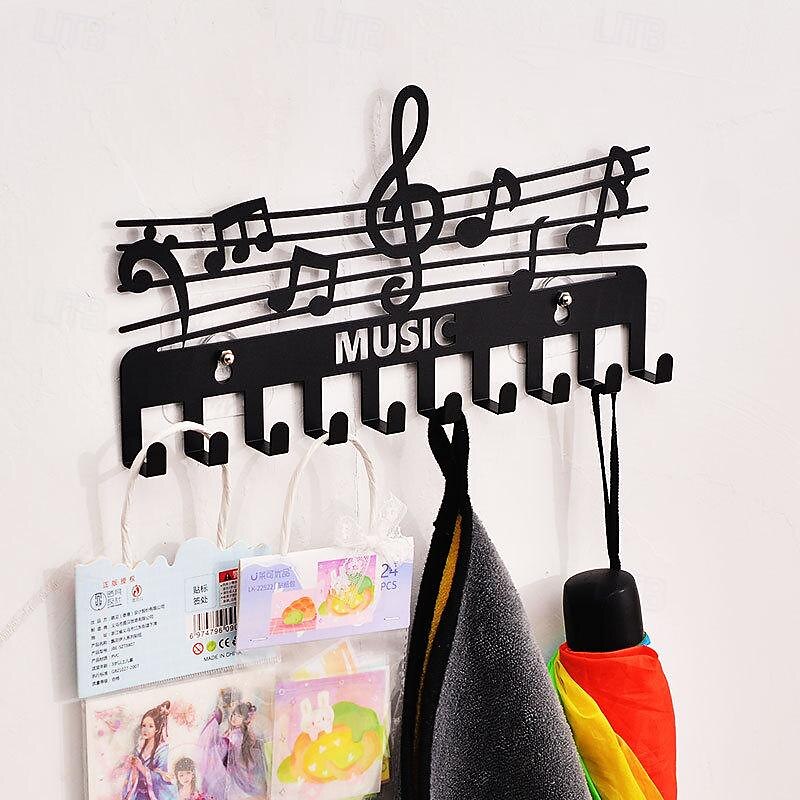 Iron Music Note Multifunctional Storage Rack, Key Hooks, Coat Rack, Black Creative Storage Hook, Suitable For Indoor Home Wall Decoration 2025 - $25.99 –P3