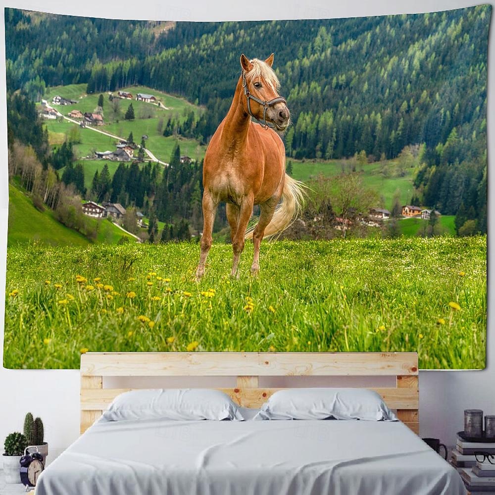 zvíře kůň pláž závěsný gobelín nástěnné umění velký gobelín nástěnná malba výzdoba fotografie pozadí přikrývka opona domácí ložnice dekorace obývacího pokoje 2026 - $17.99 –P12