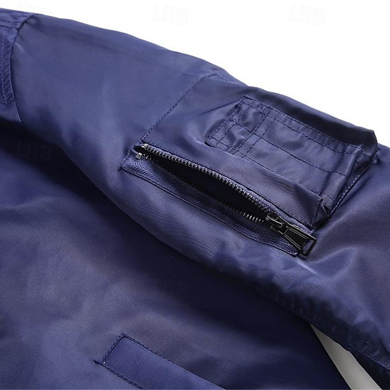 Herren Bomberjacke übergangsjacke Ausgehen Tasche Frühling & Herbst Einfach Klassisch Stehkragen Regulär Schwarz Gelb Rot Königliches Blau Hellgrau Jacken 2025 - $47.99 –P20