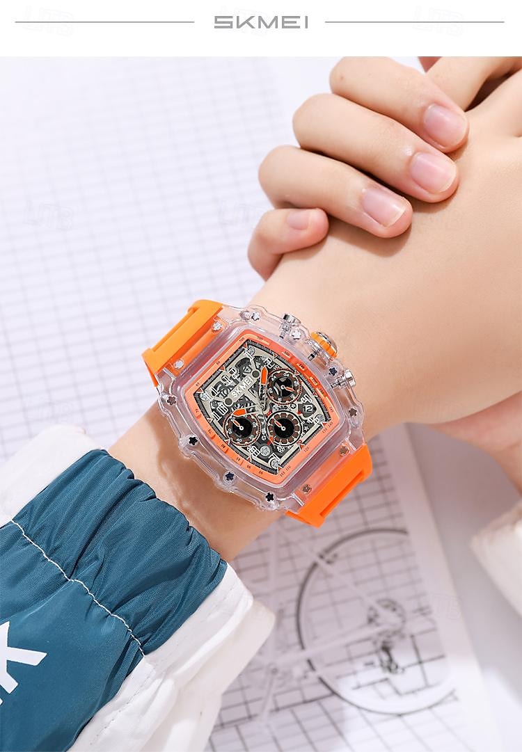 SKMEI Men Quartz Watch Outdoor Fashion Casual Wristwatch Stopwatch Countdown Calendar Waterproof Silicone Gel Watch 2026 - $42.99 –P11