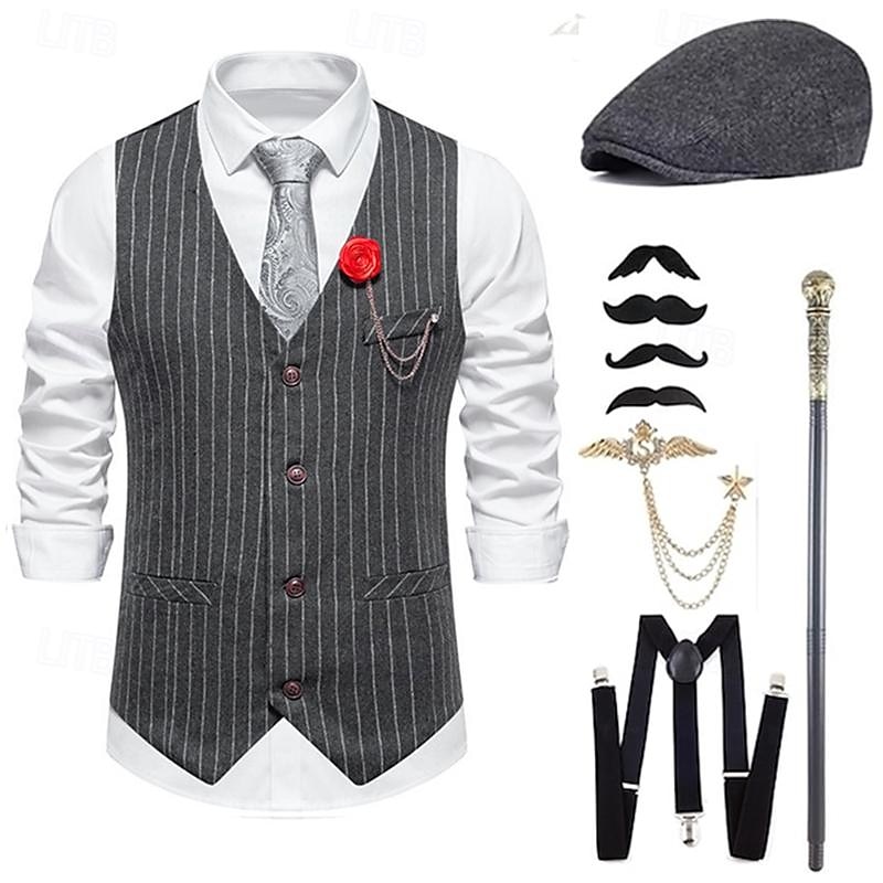 Retro Antiguo Rugido 20s 1920s Sombreros Accesorios Chaleco El gran Gatsby Caballero Moda Hombre Navidad Víspera de Todos los Santos Carnaval Fiesta de baile Despedida de Soltera Festival Adulto 2025 - $55.99 –P6