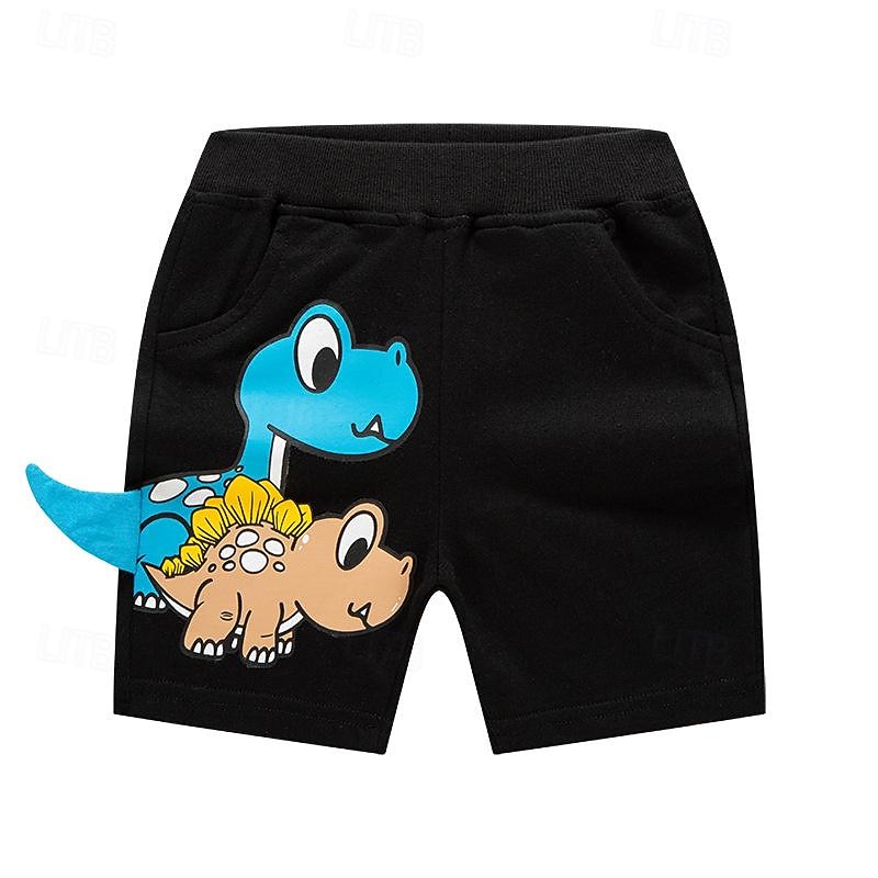 Chico 3D Caricatura Dinosaurio Bermudas Verano Activo Básico Niños 4 años + Exterior Deporte Casual Ajuste regular 2025 - $10.49 –P2