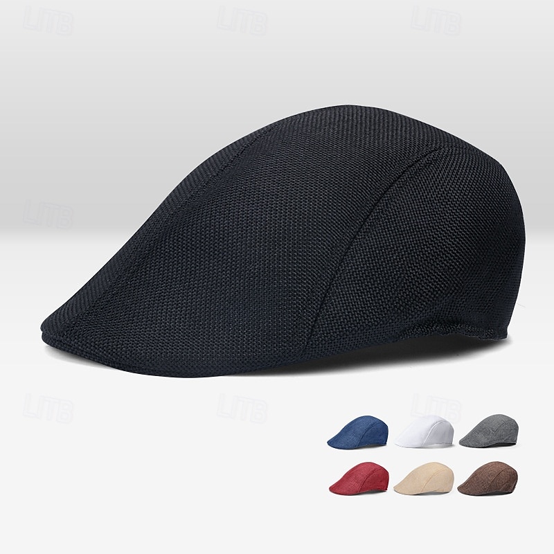 Herr Platt mössa Basker Ascot hatt Newsboy hatt Svart Vit linne Mode Ledigt Brittisk Gata Dagligen Slät Justerbara Andningsfunktion 2026 - $9.49 –P1