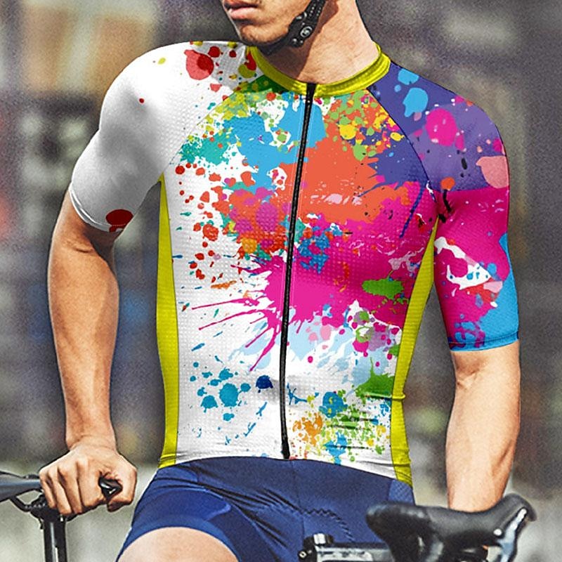 Herren Radtrikot Graffiti Kurzarm Fahhrad T-Shirt Trikot mit 3 Gesäßtaschen Mountainbike MTB Schnelltrocknend Anatomisches Design Feuchtigkeitsableitend Atmungsaktiv Sport Weiß Gelb Blau Bekleidung 2026 - $30.99 –P11